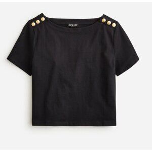 J.CREW Mariner Cloth Tshirt Womens Small Black Short Sleeves Boatneck Preppy